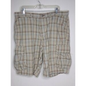 Tommy Bahama 100% Cotton Denim Plaid Cargo Shorts Size 38